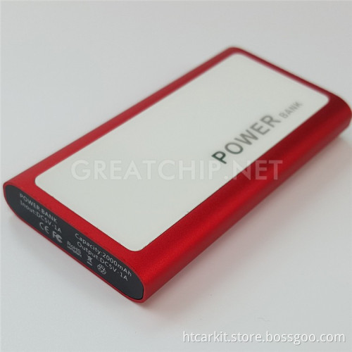 Factory price mini 2000mah portale Acrylic mirror power bank for mobile phone